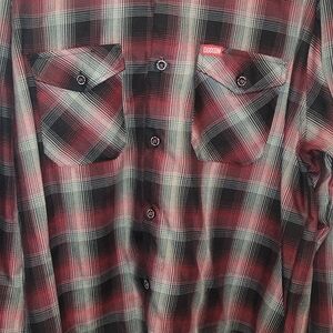 DIXXON THE PLUMB BUM Men's Red and Black Checkered Shirt